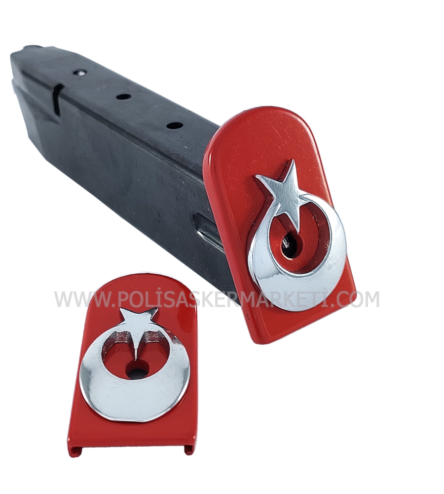 METAL KIRMIZI AY YILDIZ ŞARJÖR KAPAĞI