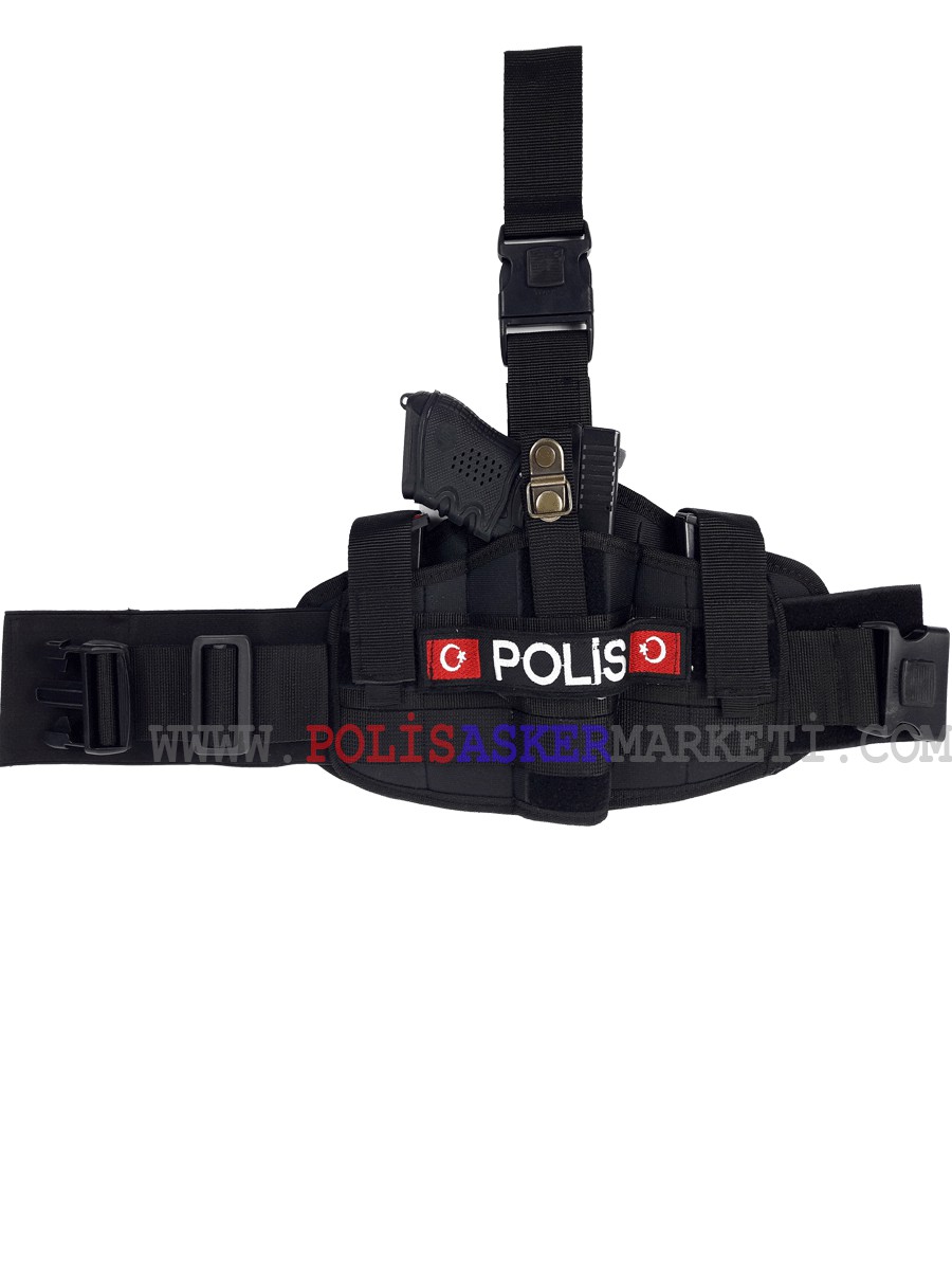 SİYAH İMPERTEKS POLİS YAZILI BACAK KILIFI